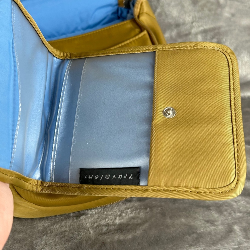 Travelon Anti-Theft Sling Bag Mustard Gold Nylon Crossbody with RFID Pouch - Picture 10 of 10
